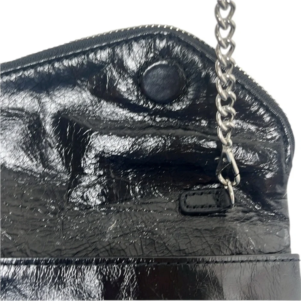 Hobo Black Leather Chain Convertible Small Crossbody Clutch